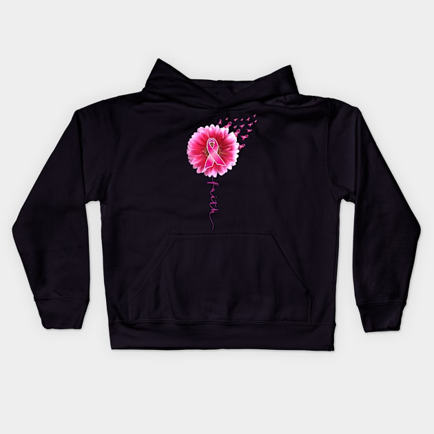 Breast cancer Awareness Sunflower Lover Pink Ribbon Womens Kids Hoodie by Gendon Design